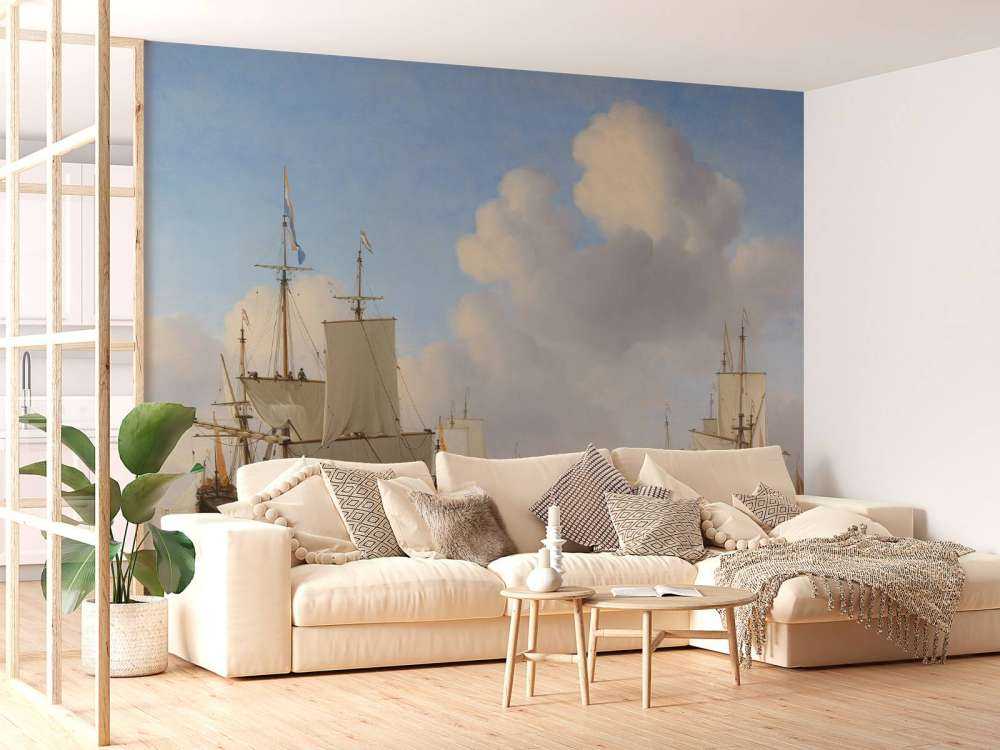 Photo wallpaper Rijksmuseum. Dutch ships on a calm sea.