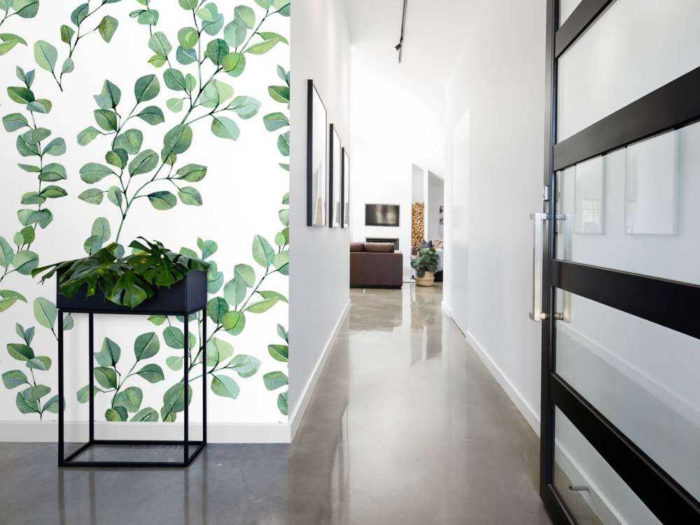 Watercolor leaves and branches