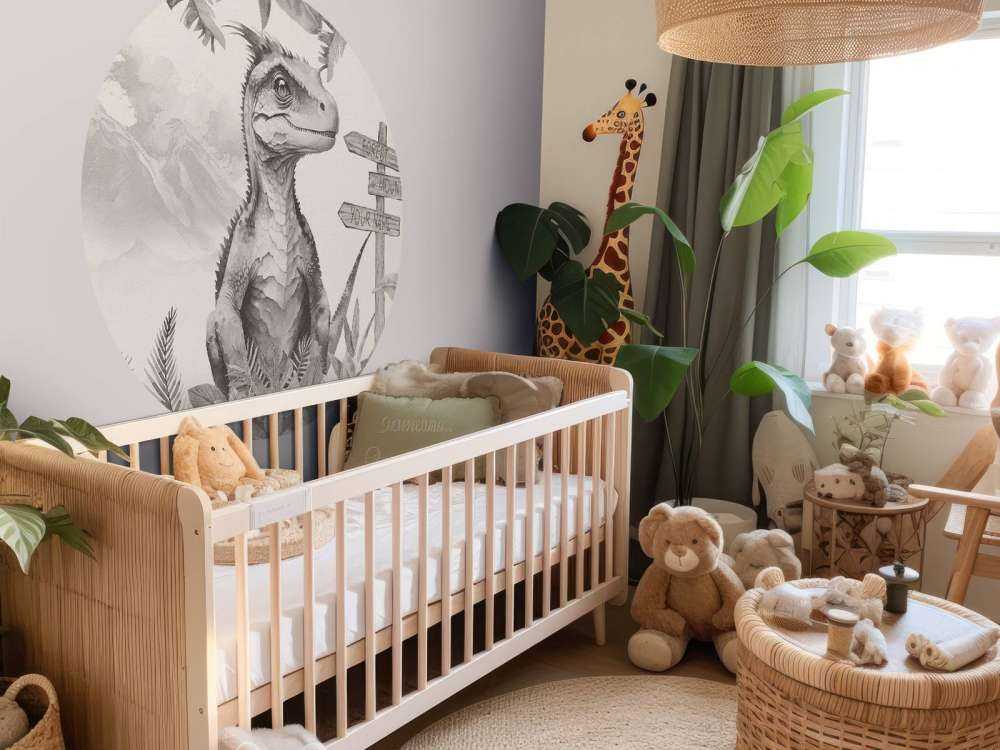 Baby velociraptor in the beige jungle