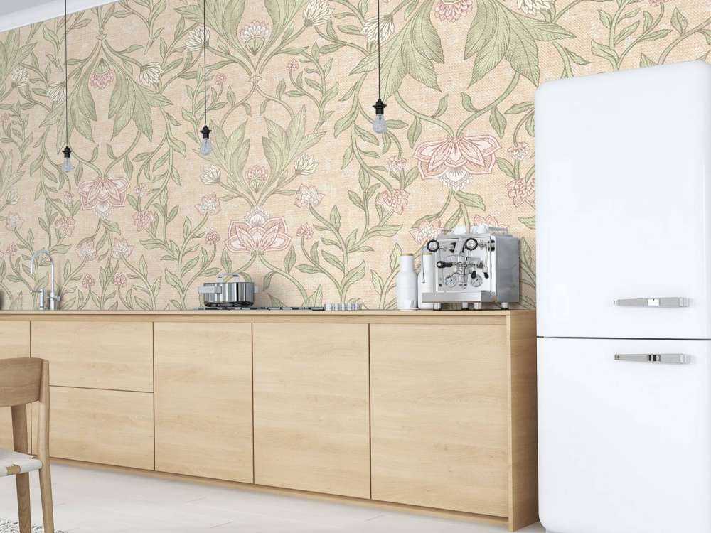 Morris floral damask - peach fuzz