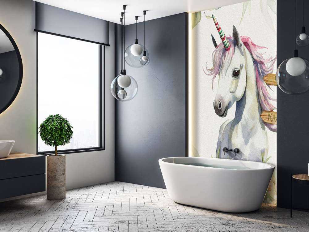 Baby unicorn with plants