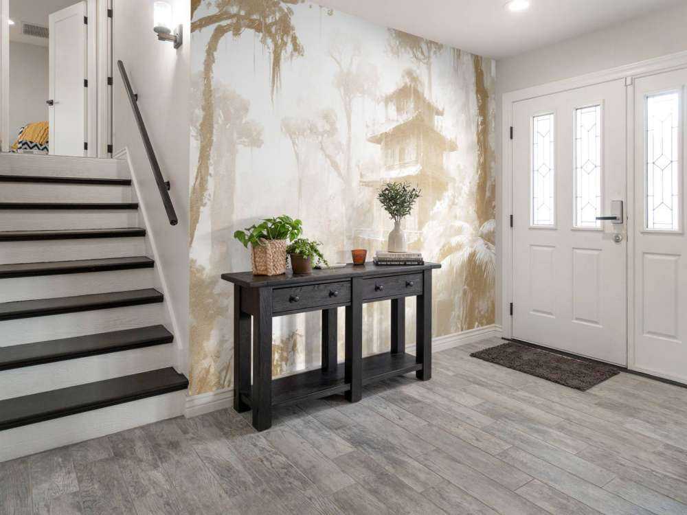 Hidden Hut in Misty Forest, taupe