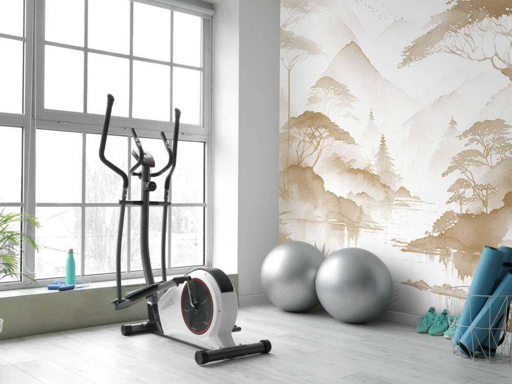 Mountain Lake in Misty Ink, taupe