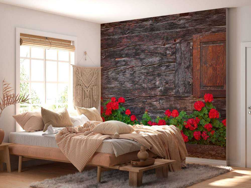 Old wood with flowers