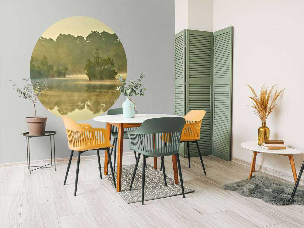 Nebula above a forest lake