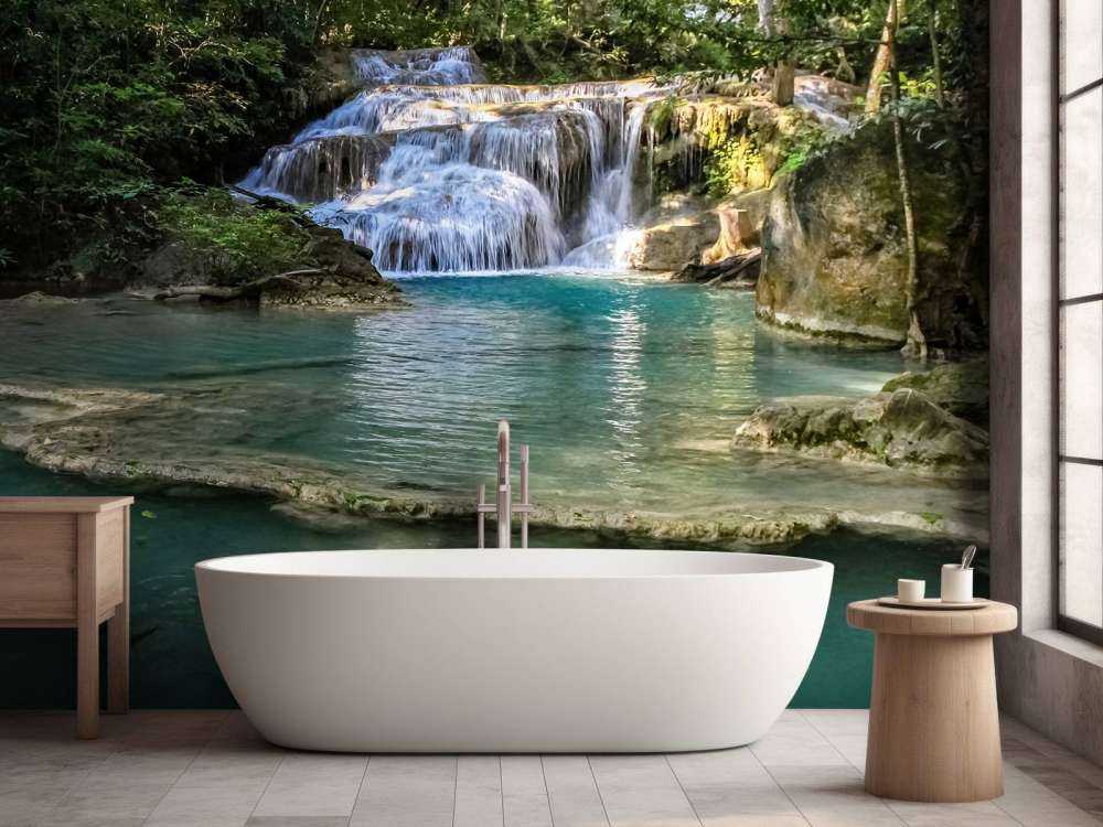 Fishing at a waterfall