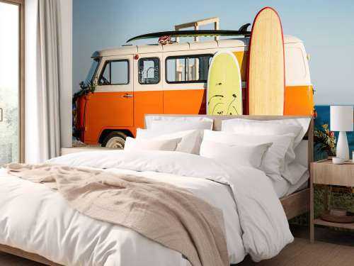 Bus with surfboard