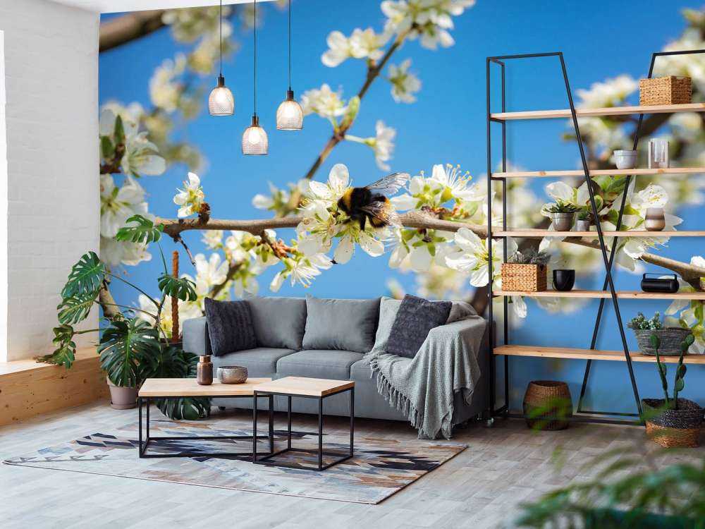 Bumblebee with white blossoms