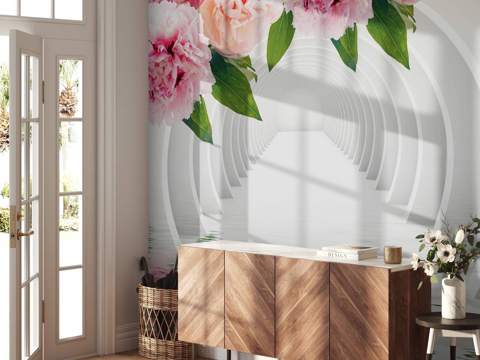 Tunnel with peonies