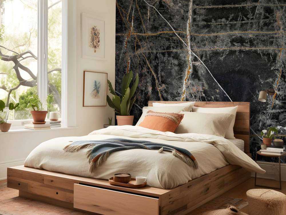 Dark marble with copper-coloured lines