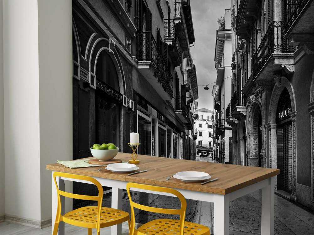 Shopping street in black and white