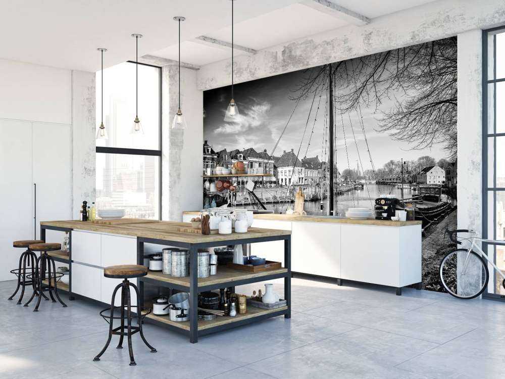 Historic cargo ships docked in Dokkum Friesland 