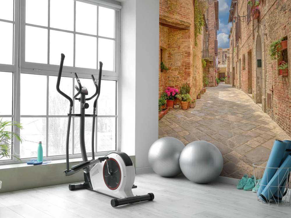 Italian street with plants and flowers