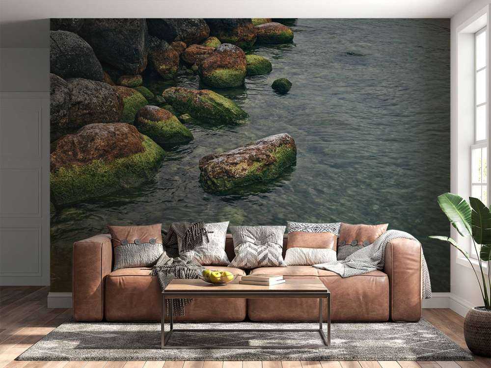 Rocks at mountain lake