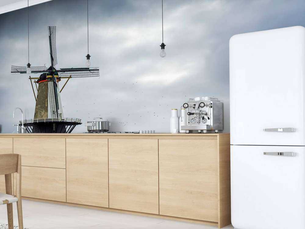 Mill with storm waves