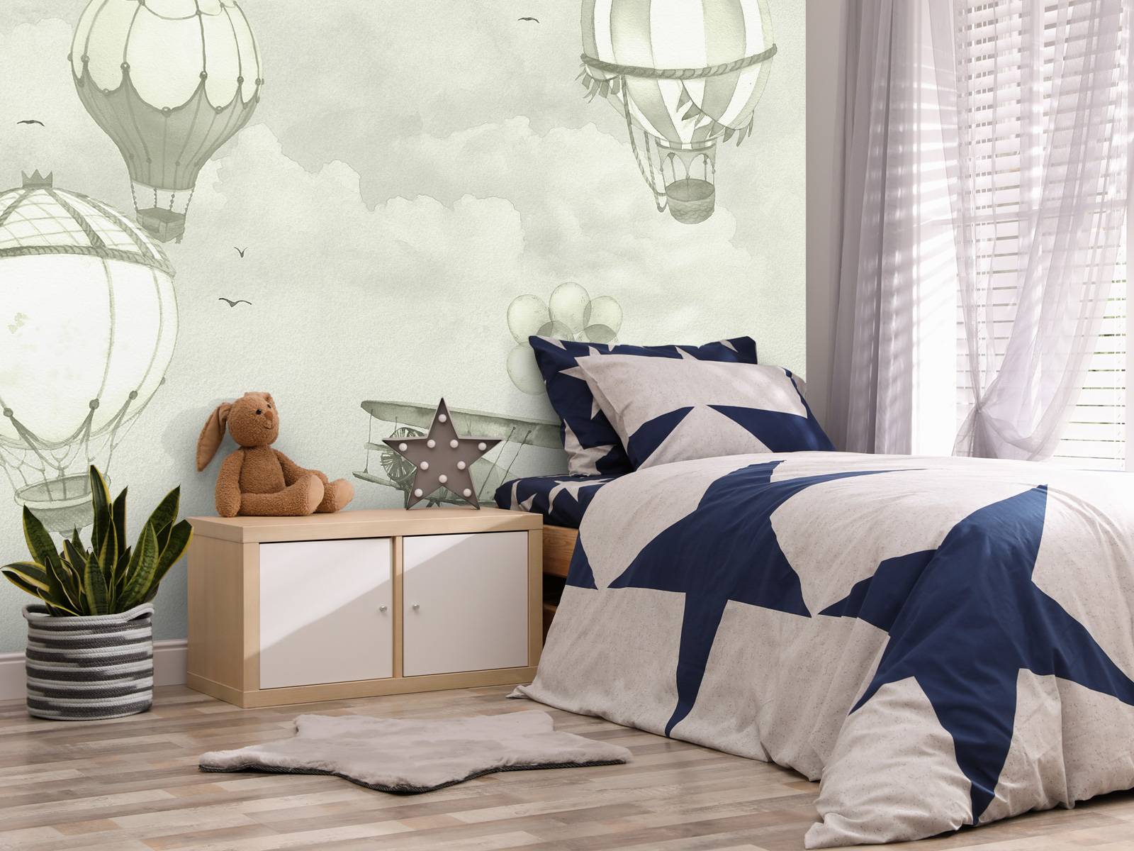 Hot-air balloons in green