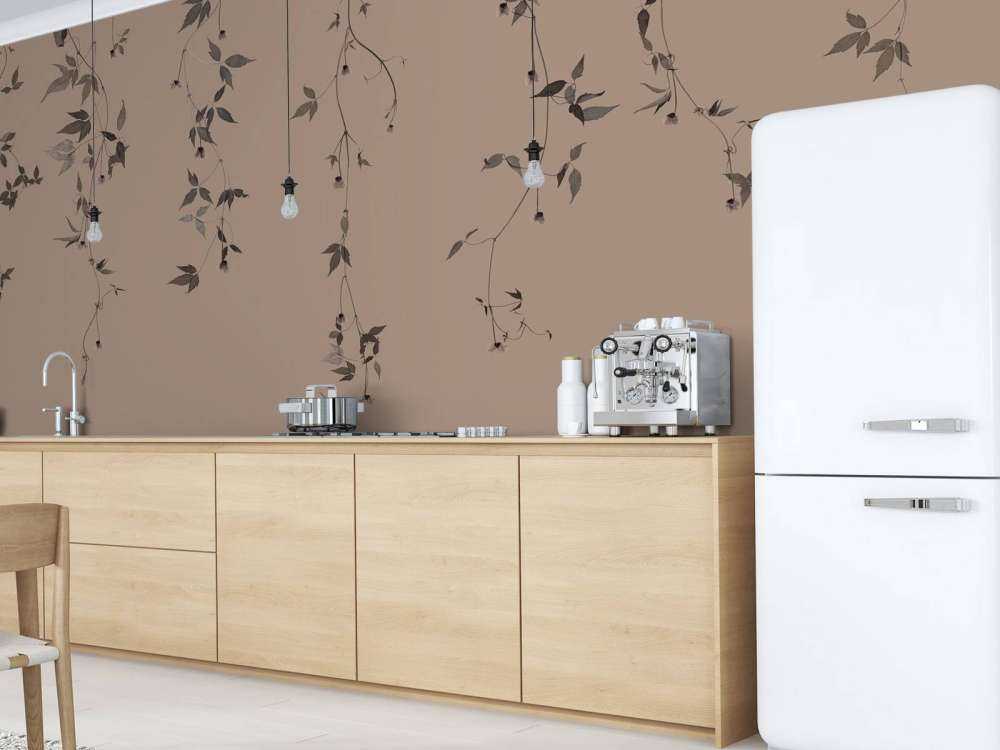 Clematis twigs on taupe