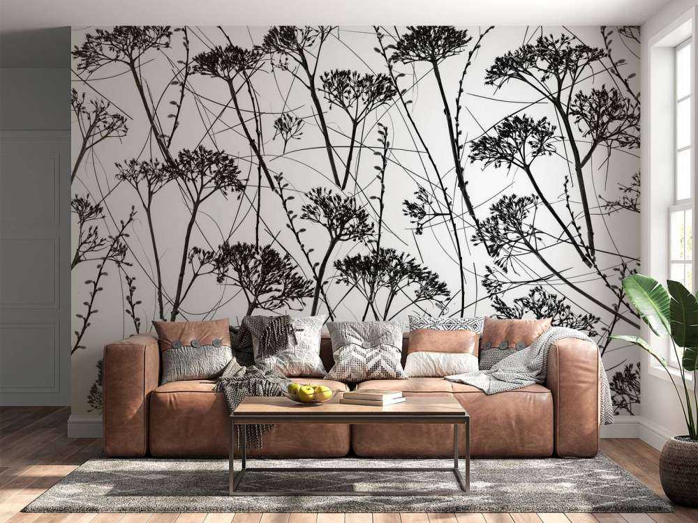 Silhouette of dried plants