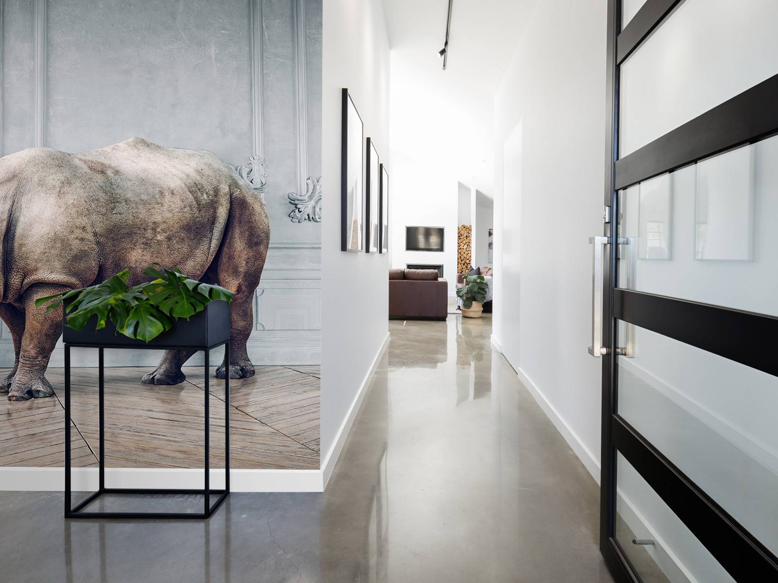 Rhinoceros with lampshade