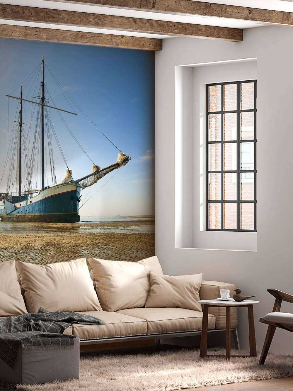 Ship on the mudflats