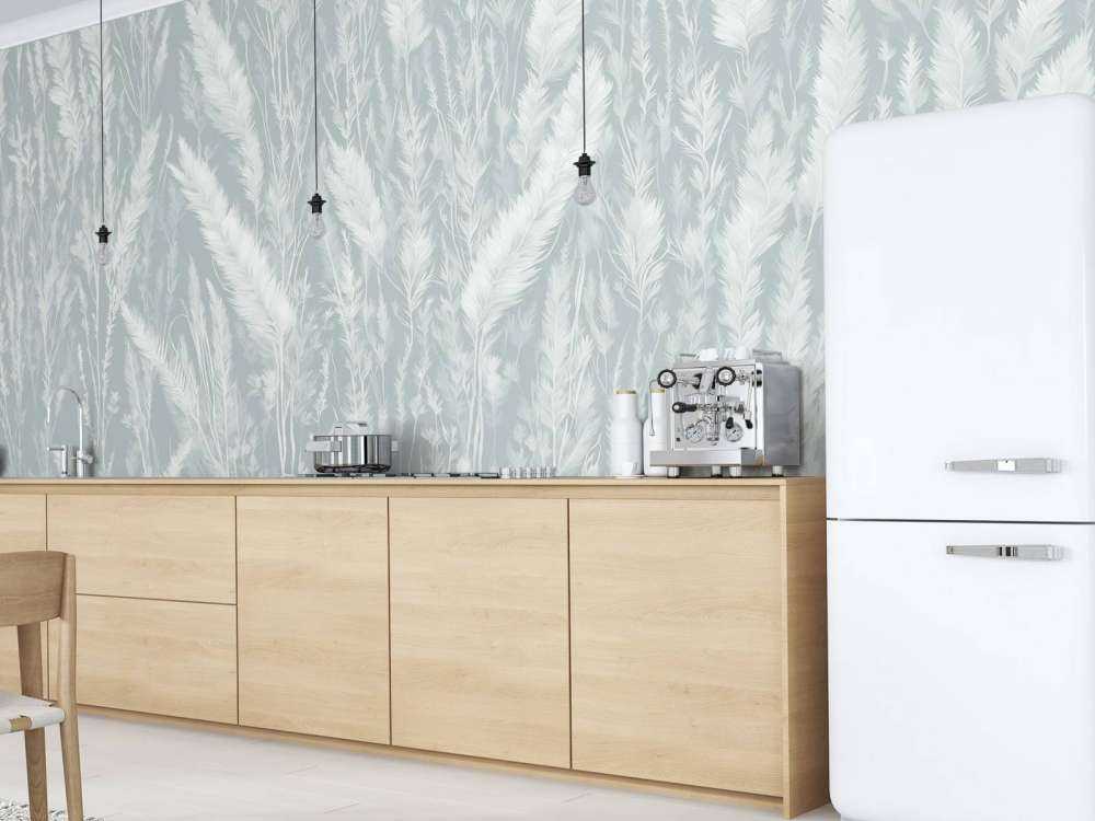 Wall of field grasses - mint green