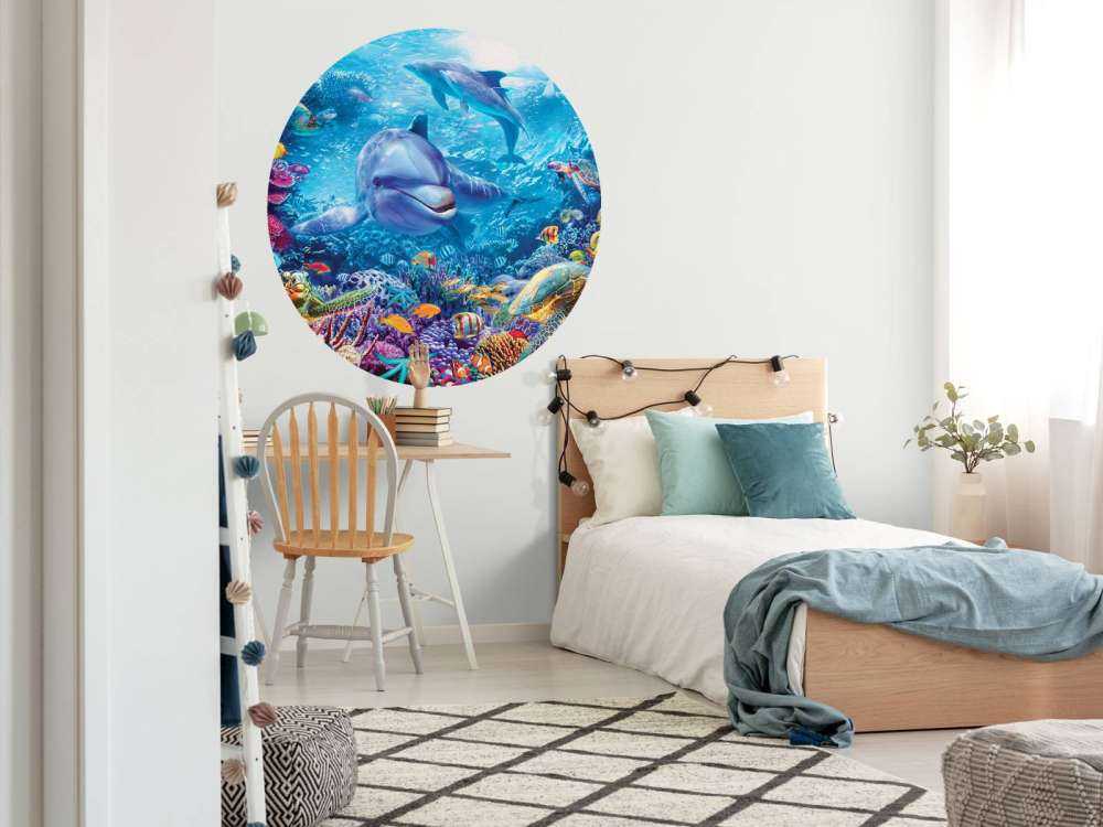 Underwater Dolphin and Turtle