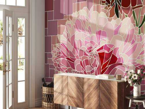 Pink flowers mosaic