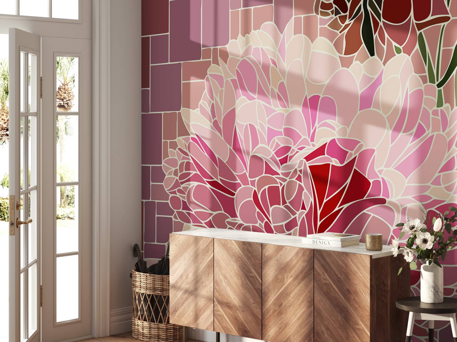 Pink flowers mosaic