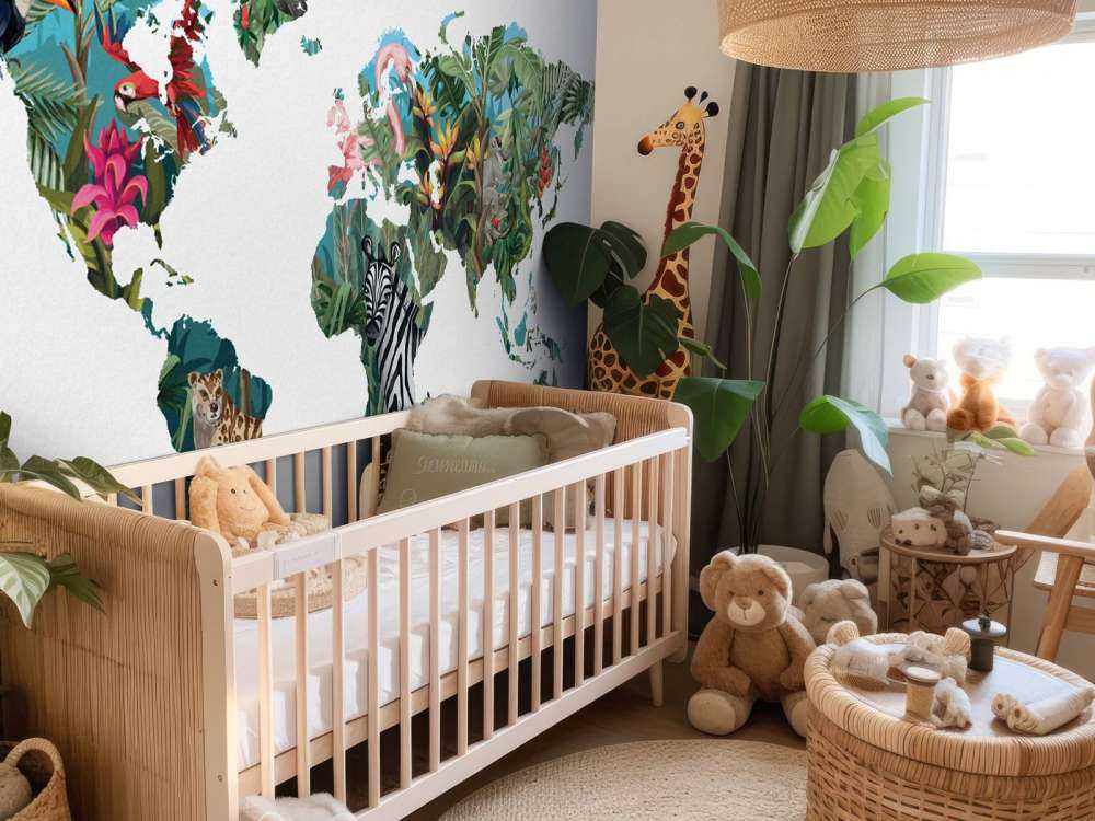 Jungle dieren wereldkaart