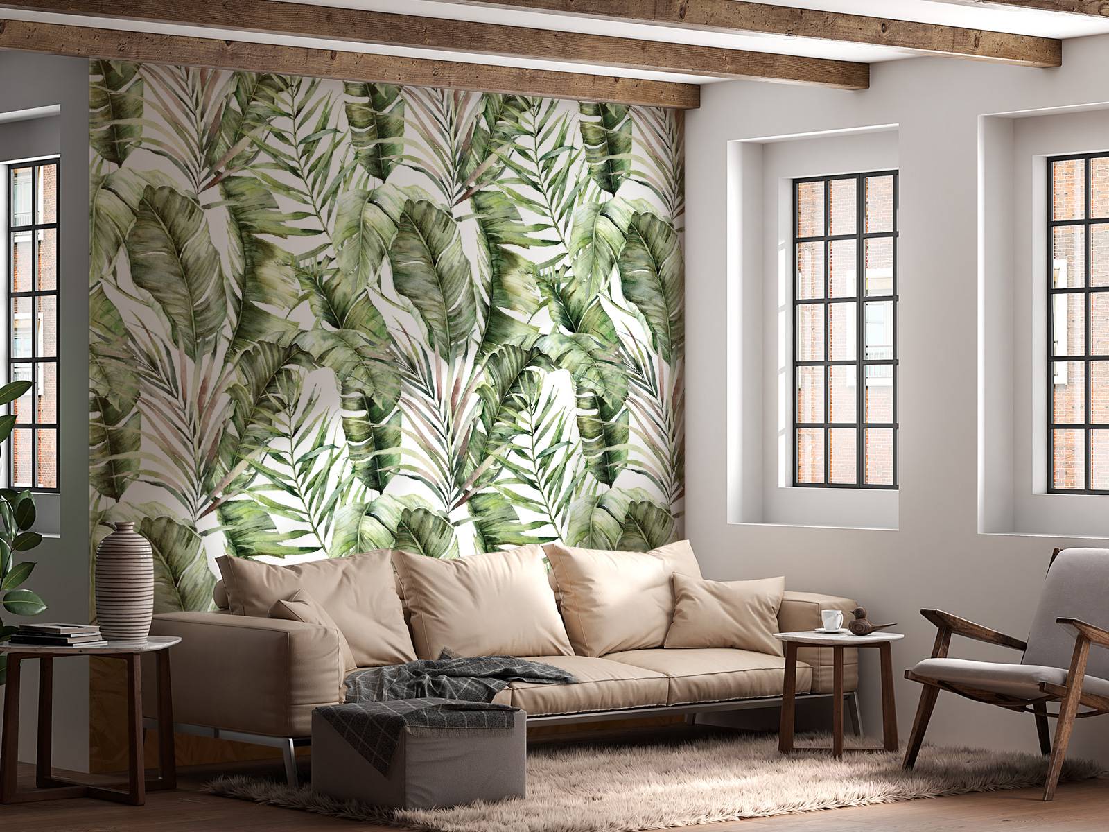 Green palm leaf pattern