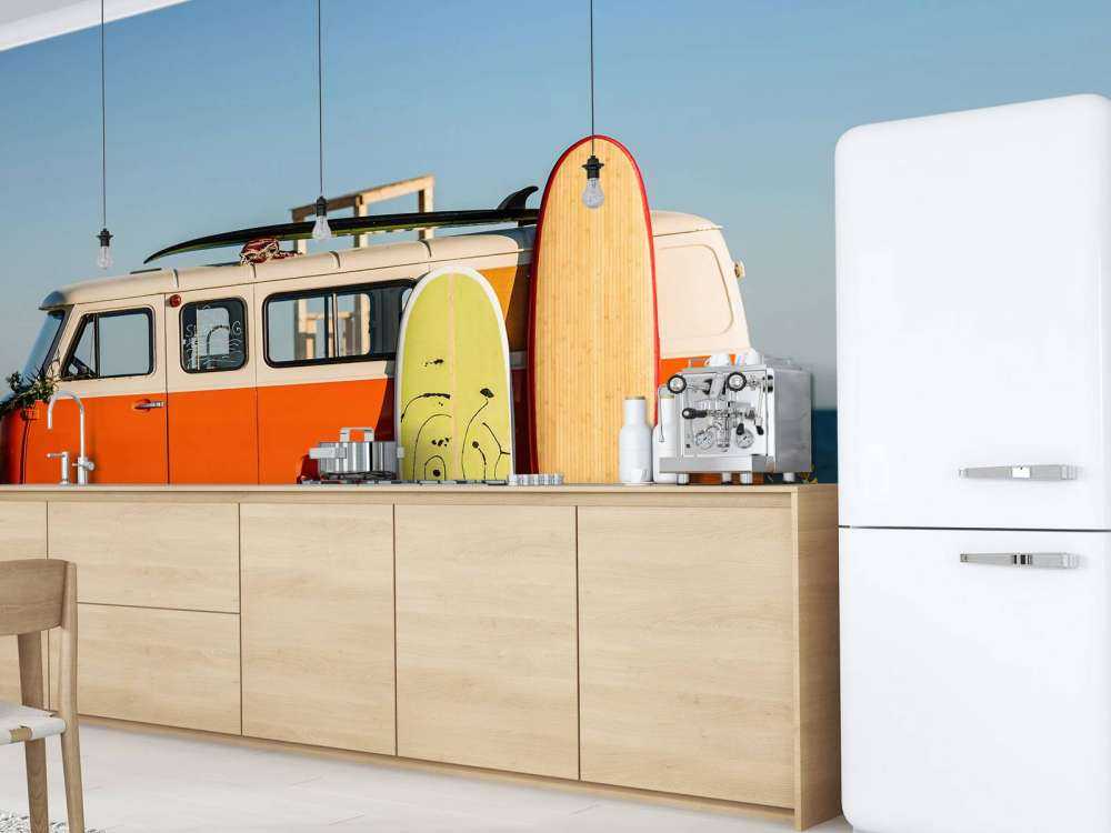 Bus with surfboard