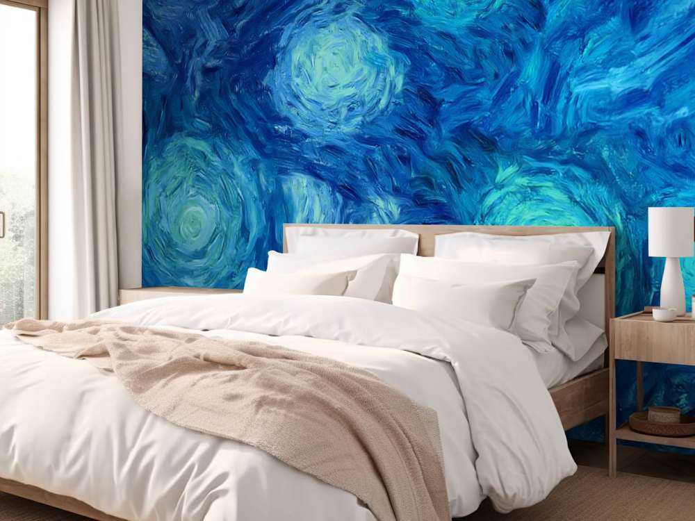 Geschilderde blauwe bloemen structuur