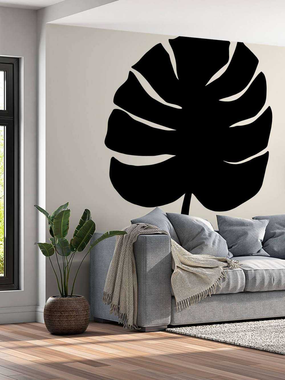 Monstera Leaf Black