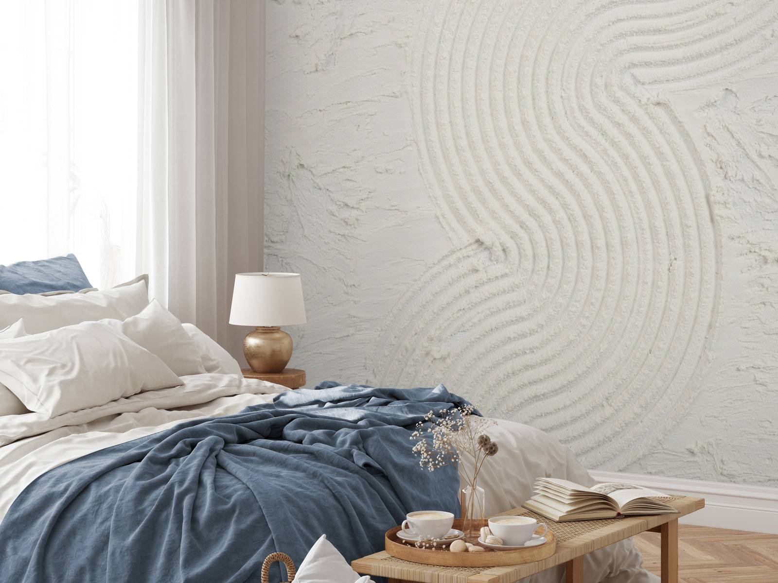 Organic lines and structures hem in off white Wallpaper