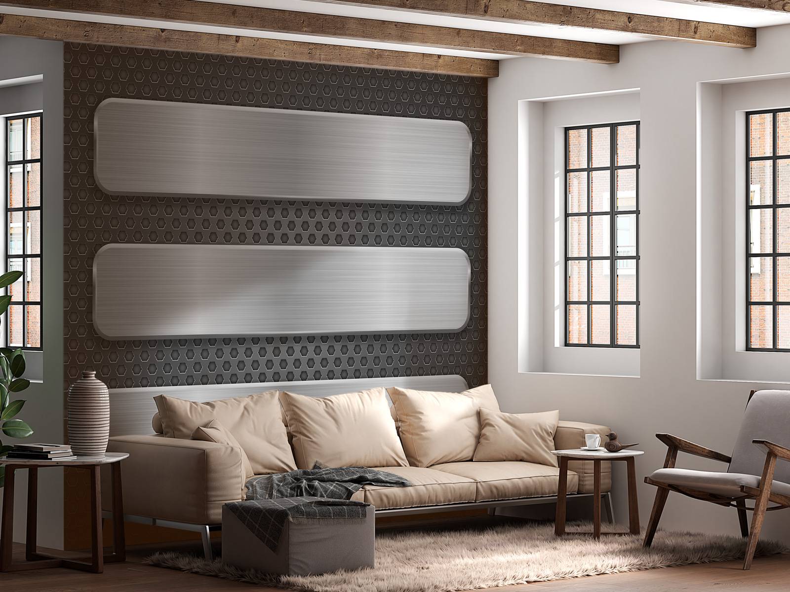 Metal background with plates
