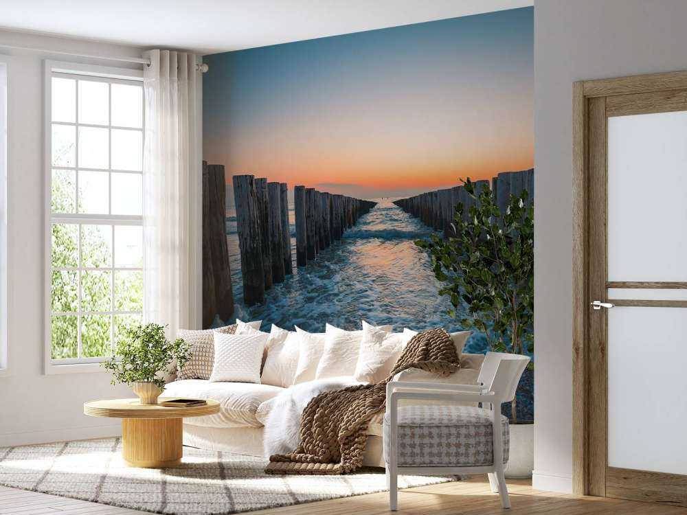 Breakwaters at sunset