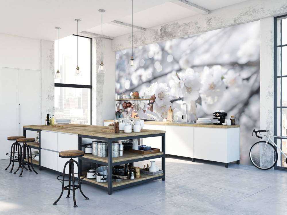 Butterfly with white blossoms