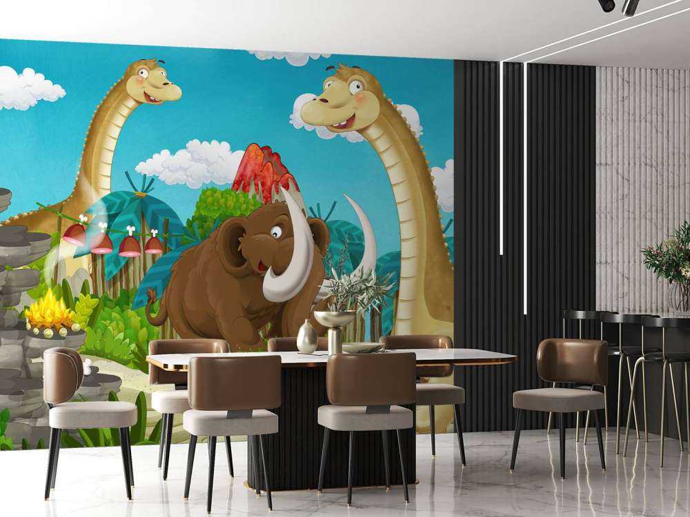 Dinosaur and a mammoth