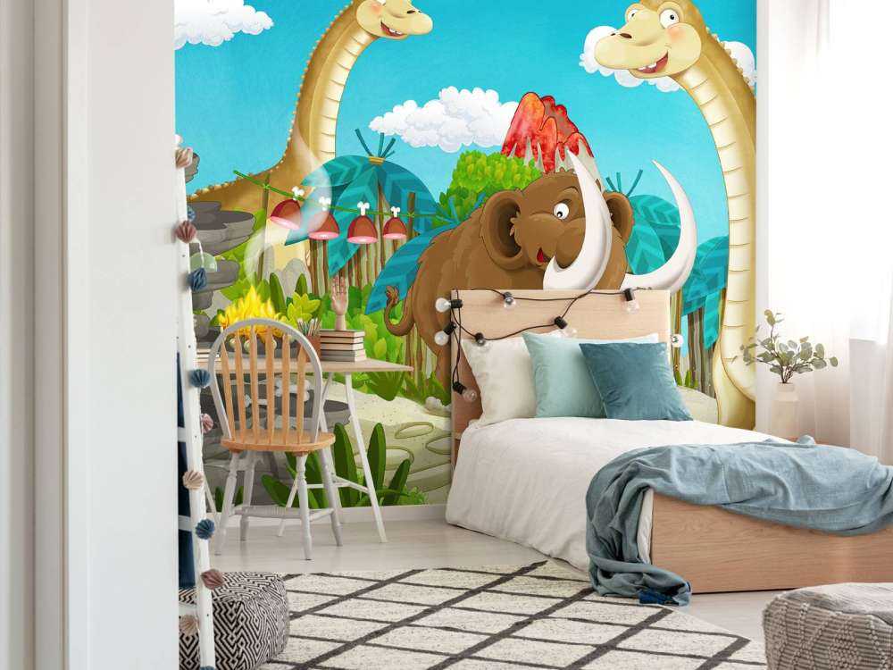 Dinosaur and a mammoth