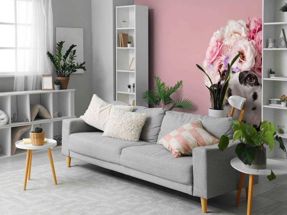 Dalmatian with colored flowers