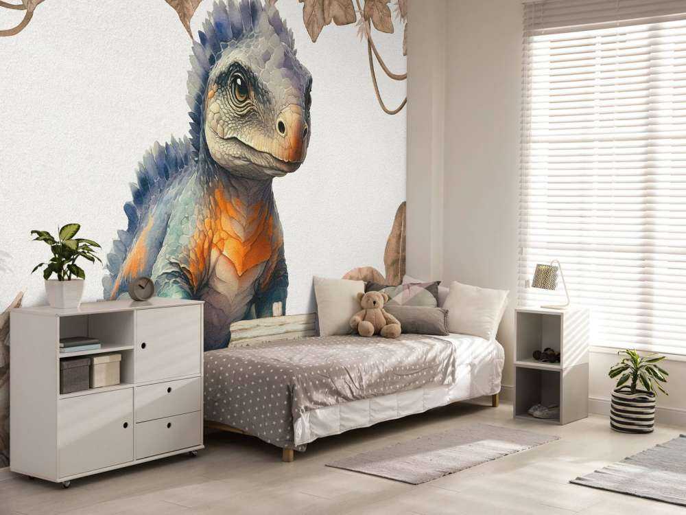 Baby ankylosaurus in the taupe jungle