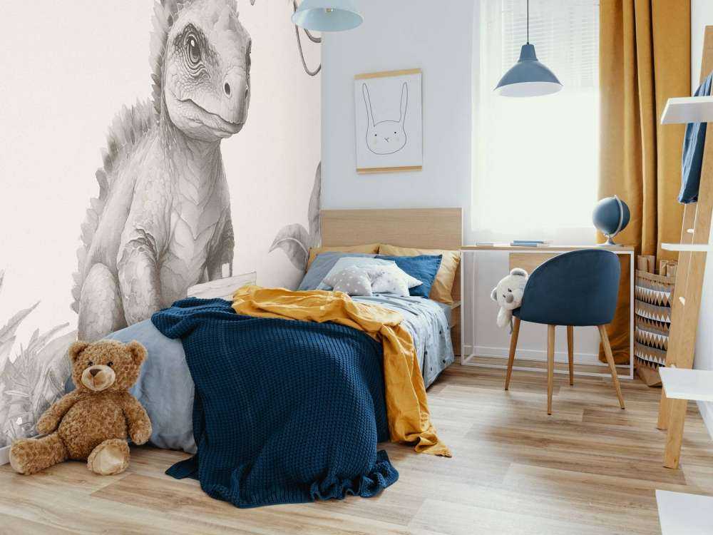 Baby ankylosaurus in the beige jungle