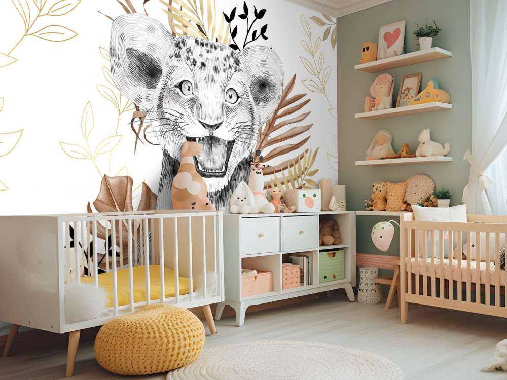 Brown and gold leafed lion cub