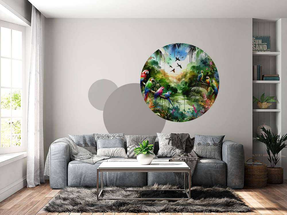 Watercolor Tropical Birds In The Jungle