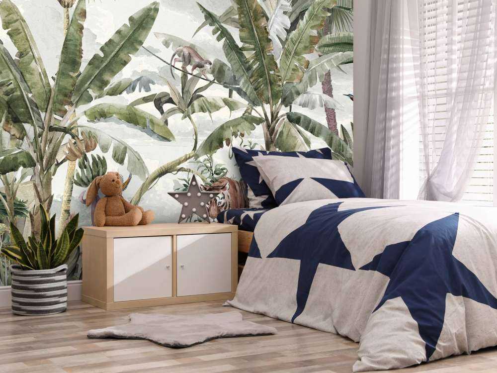 Tropical drawing of rainforest