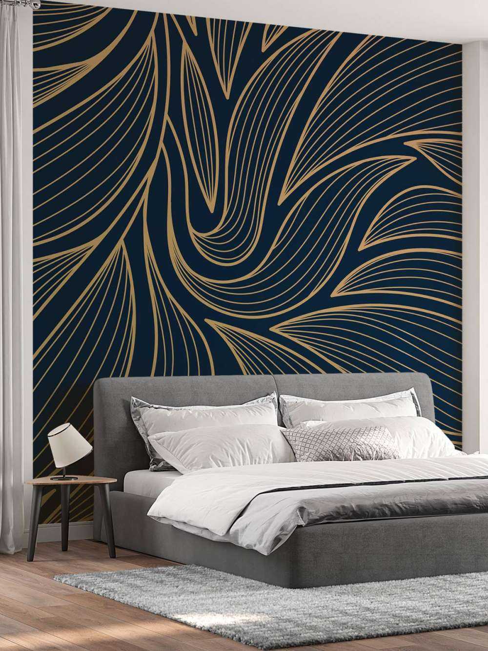 Art deco flowers blue