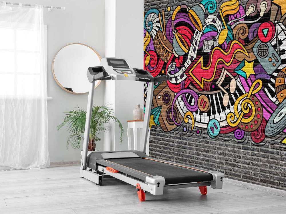 Music graffiti on brick