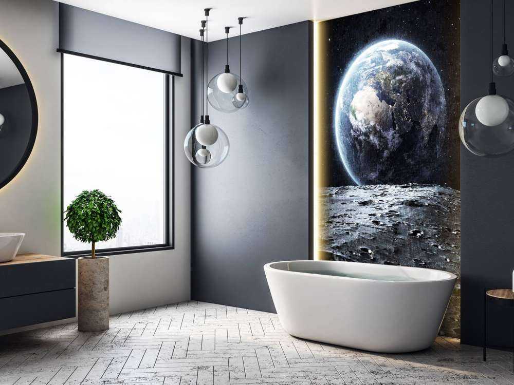 Moon and earth