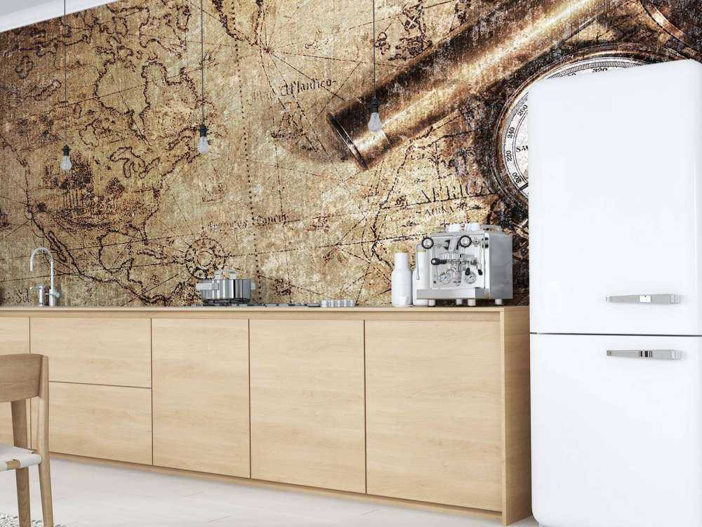 World map with compass