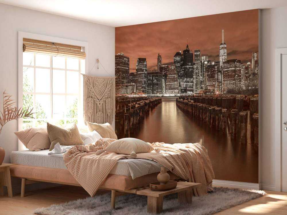 Manhattan skyline with breakwaters